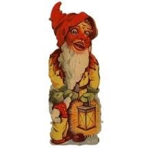 Extra Large Gnome with Lantern Vintage Scrap ~ Germany